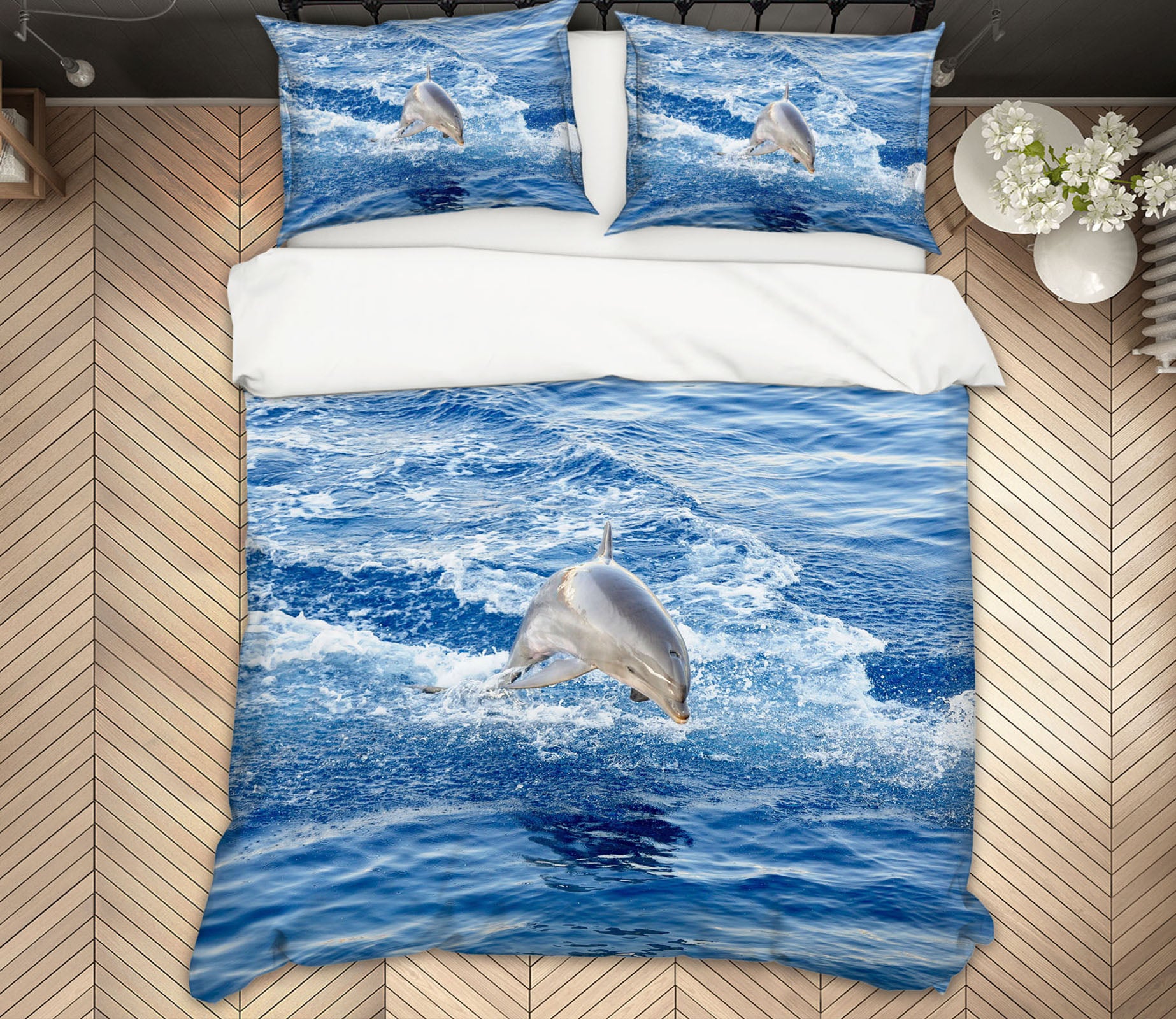 3D Dolphin Jump 19221 Bed Pillowcases Quilt