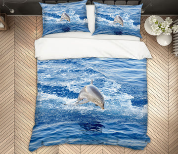 3D Dolphin Jump 19221 Bed Pillowcases Quilt