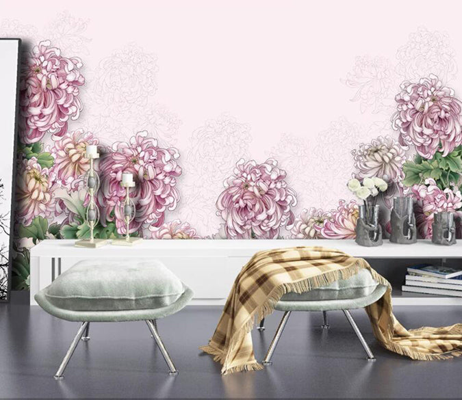 3D Pink Flower 1971 Wall Murals Wallpaper AJ Wallpaper 2 