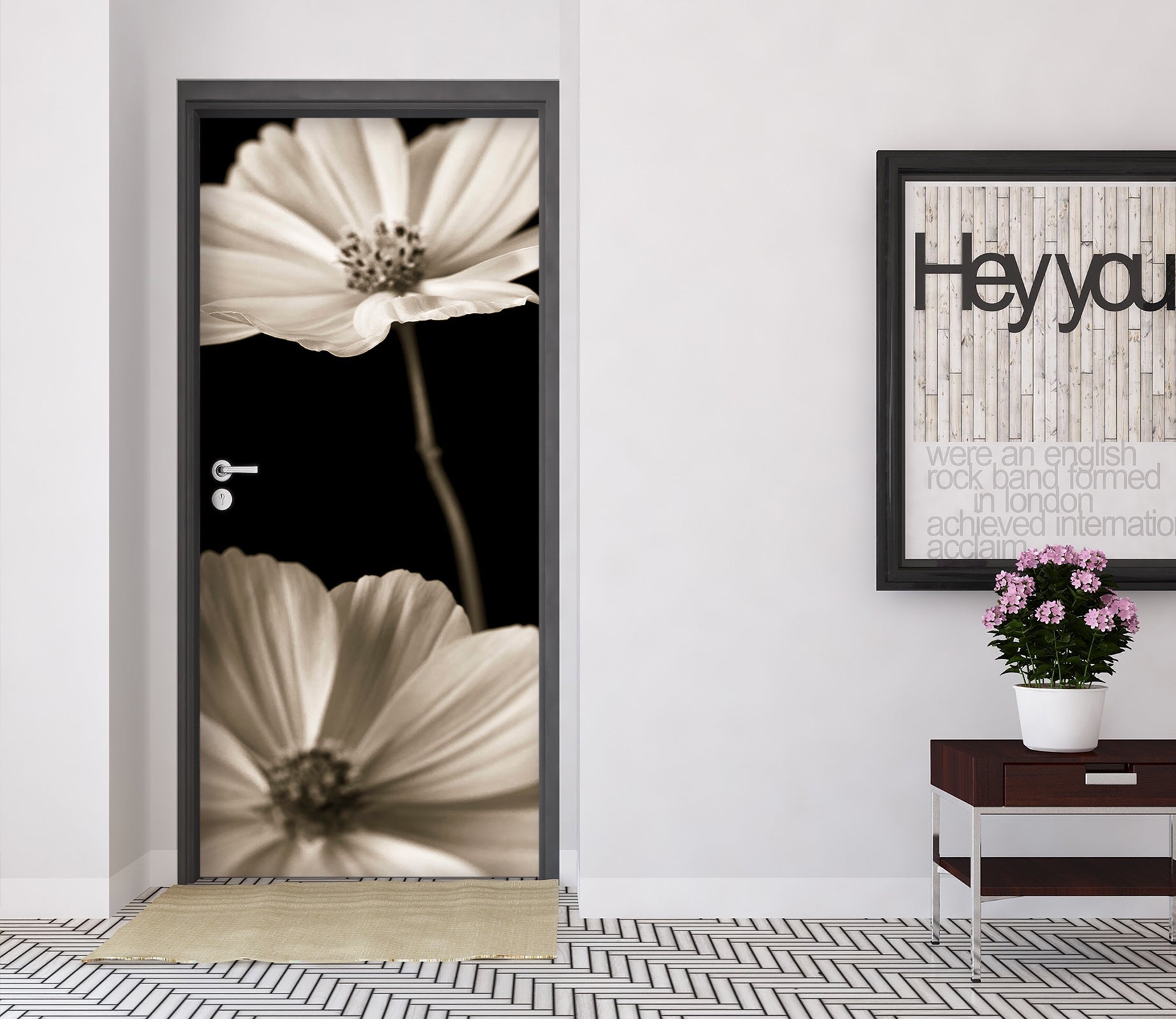 3D White Flowers 5017 Assaf Frank Door Mural