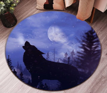 3D Wolf 37246 Animal Round Non Slip Rug Mat