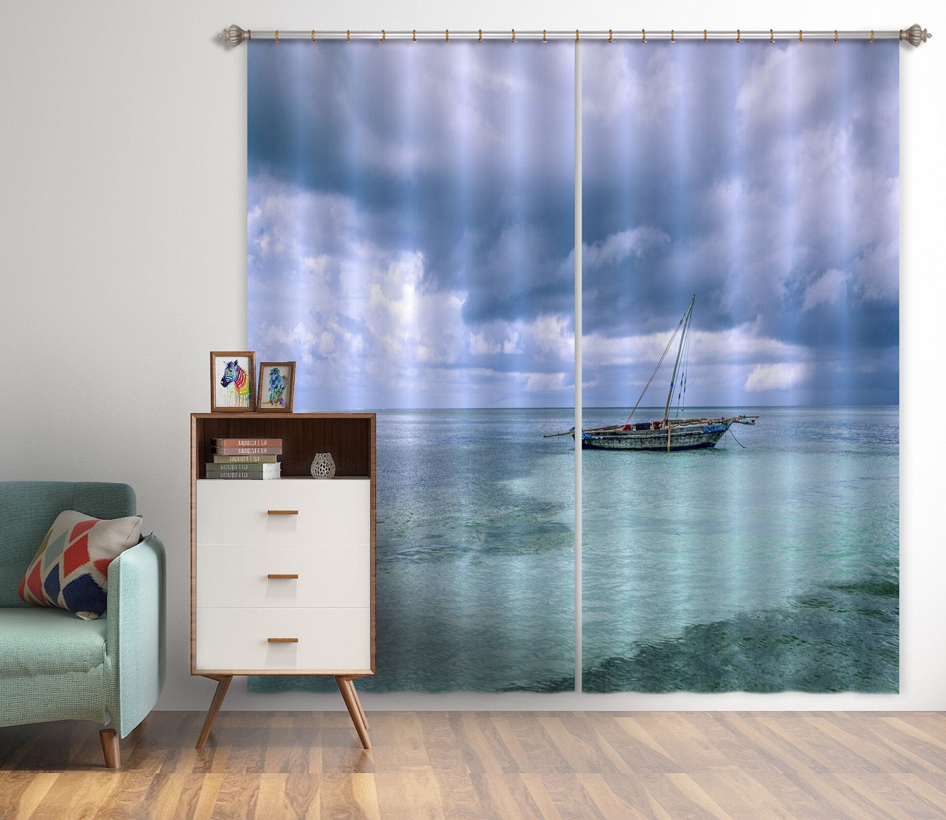 3D Sea Boat 109 Marco Carmassi Curtain Curtains Drapes Curtains AJ Creativity Home 