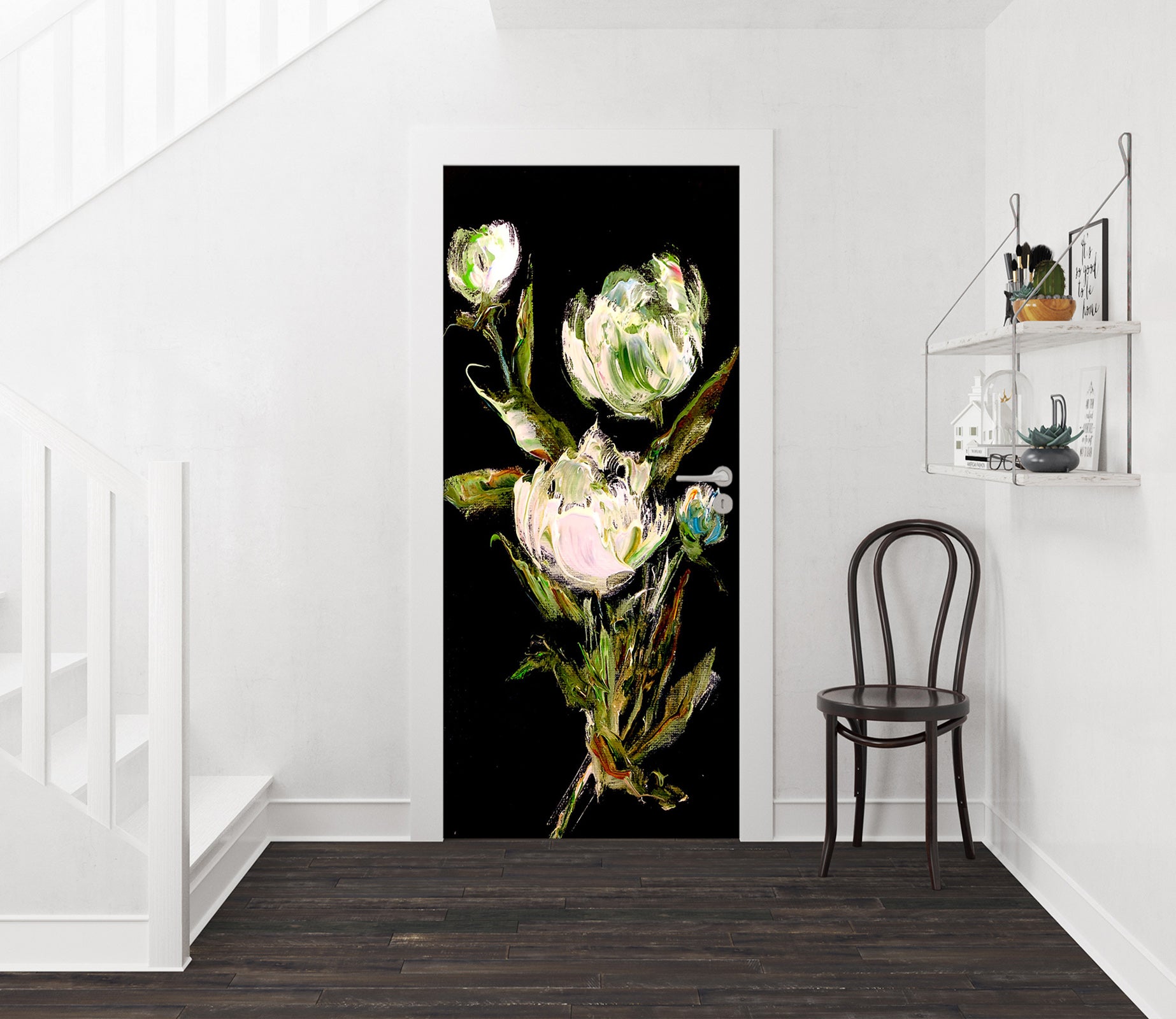 3D White Rose 3273 Skromova Marina Door Mural