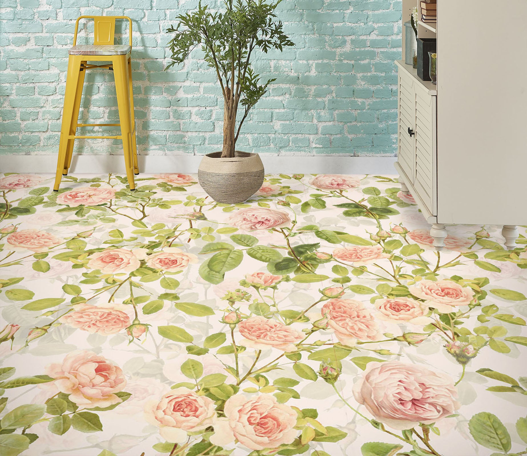 3D Rose Vine Pattern 99207 Uta Naumann Floor Mural