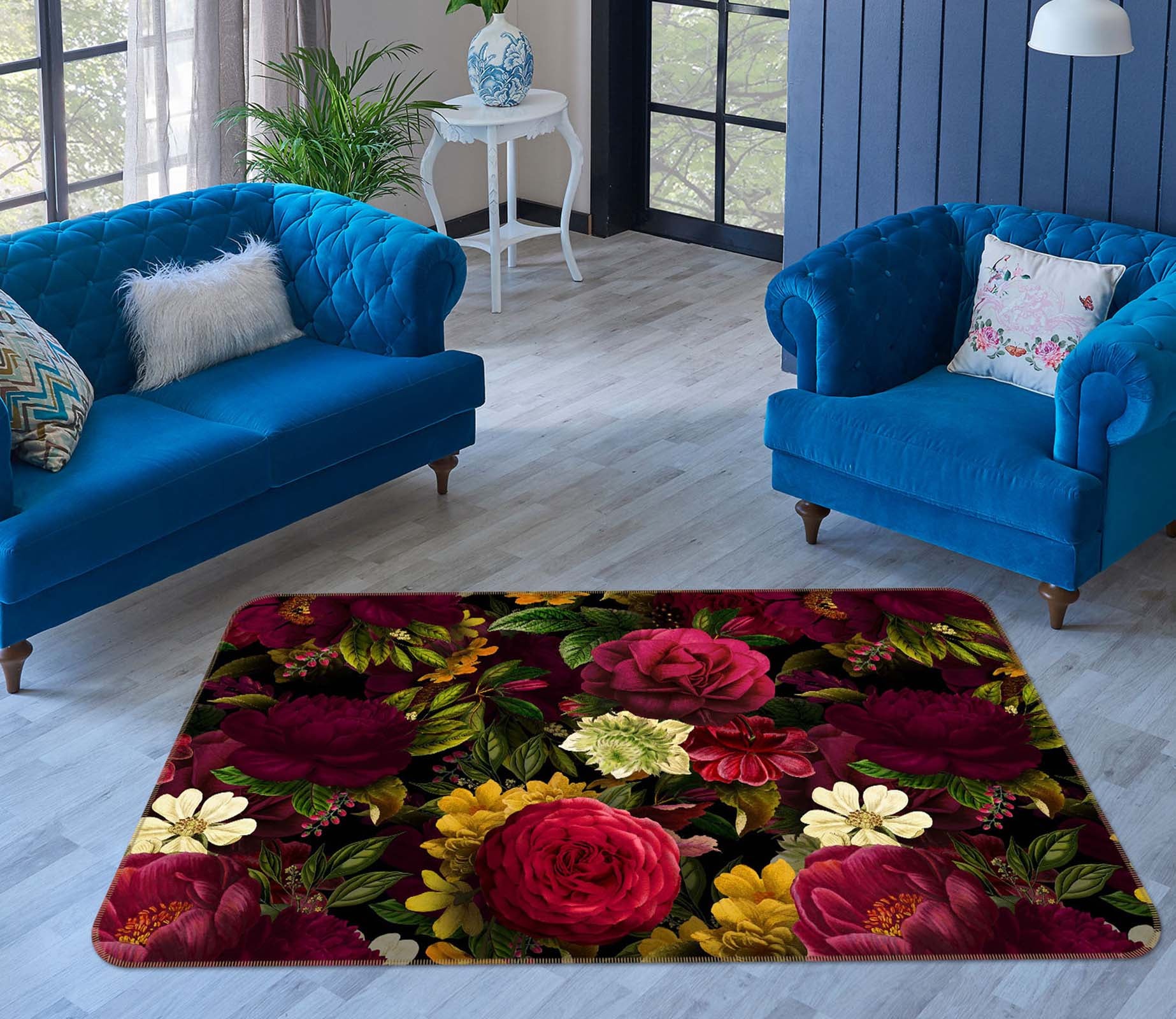 3D Noble Rose 1049 Uta Naumann Rug Non Slip Rug Mat