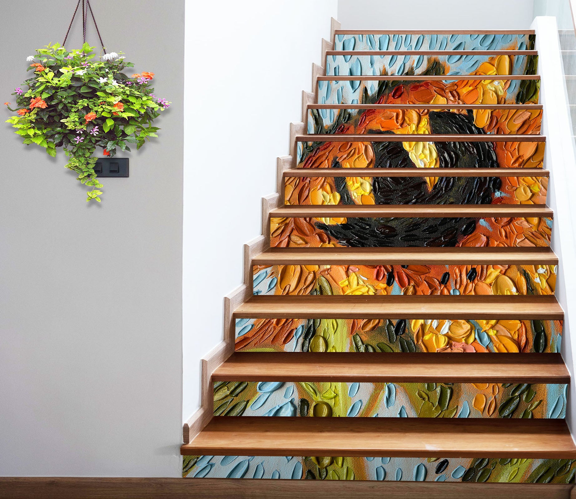 3D Sunflower Oil Painting 96157 Dena Tollefson Stair Risers