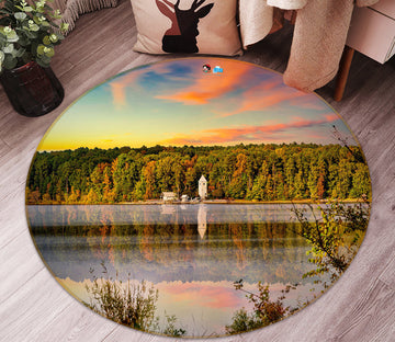 3D Forest River 5038 Beth Sheridan Rug Round Non Slip Rug Mat