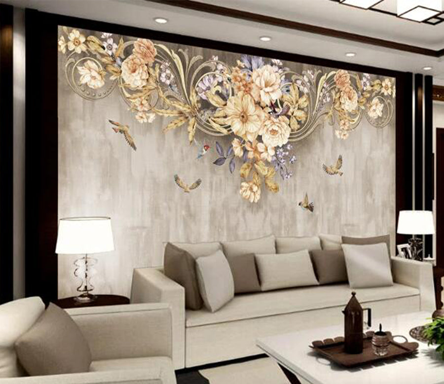 3D Bird Flower WC1891 Wall Murals