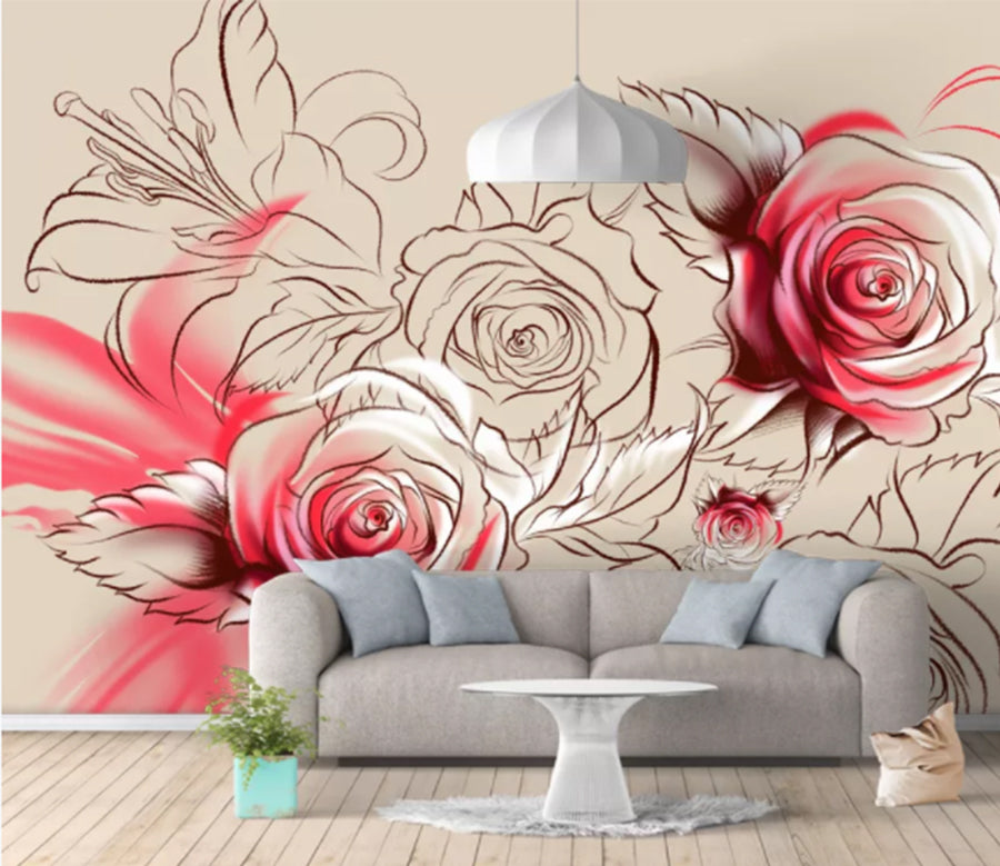 3D Coloring Flower WC774 Wall Murals