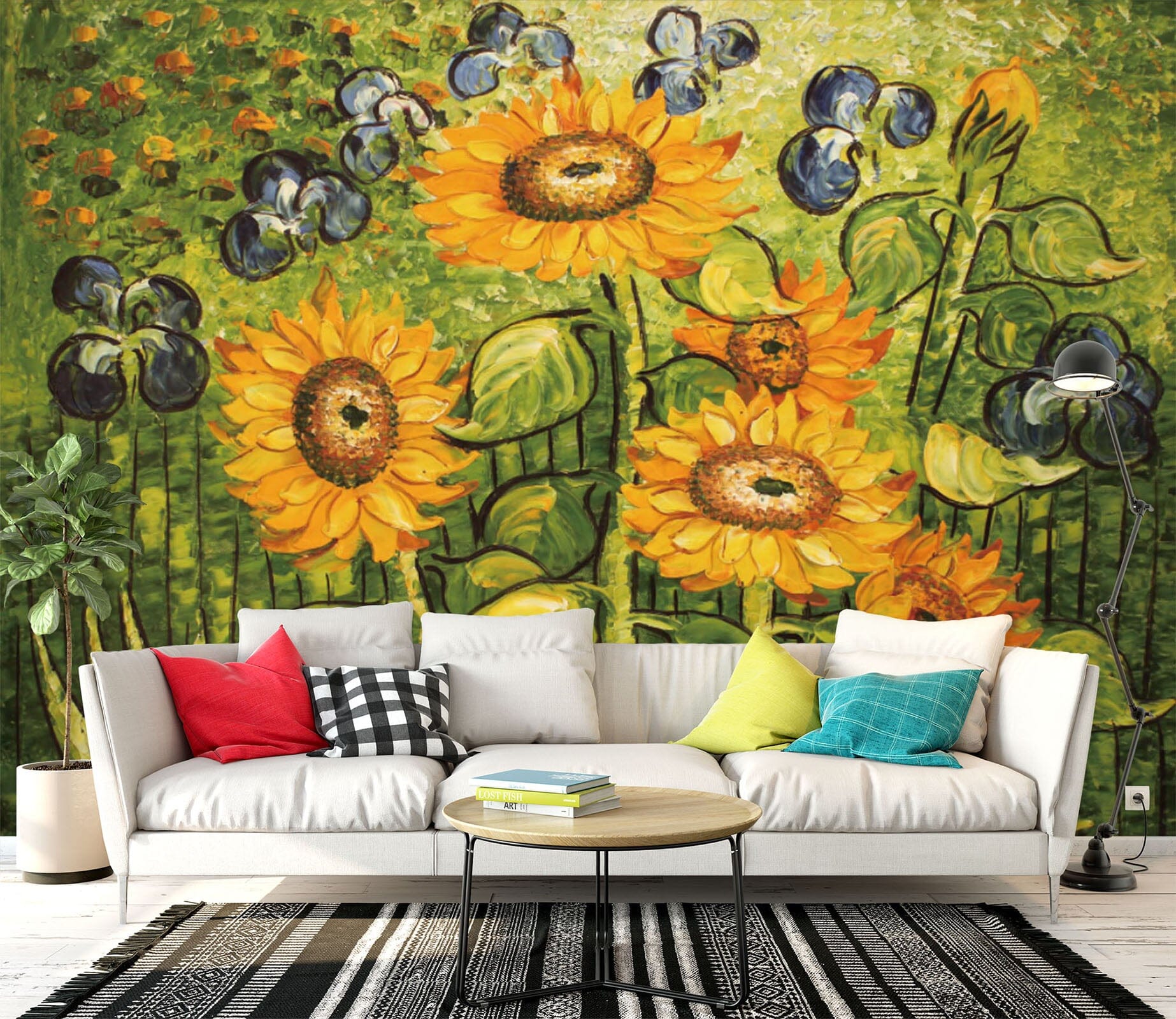 3D Sunflower 1513 Wall Murals Wallpaper AJ Wallpaper 2 