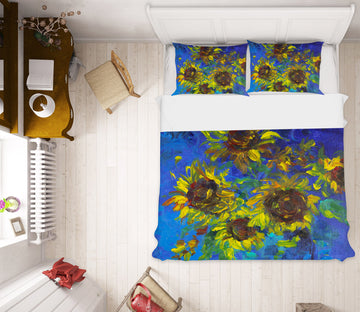 3D Sunflowers Vase 2049 Debi Coules Bedding Bed Pillowcases Quilt