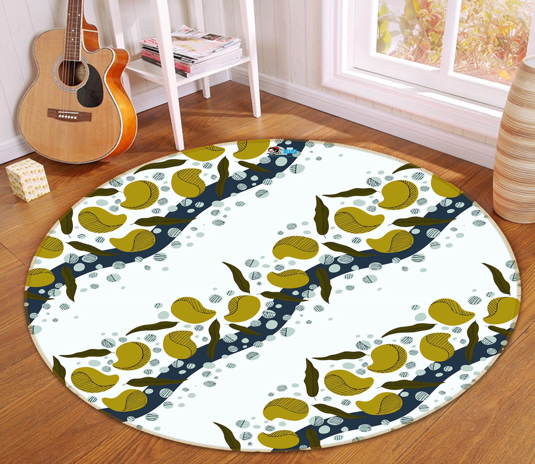 3D Bean Leaves 10576 Kashmira Jayaprakash Rug Round Non Slip Rug Mat