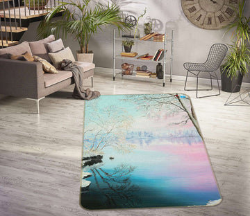 3D Snow Tree Ice Lake 18109 Marina Zotova Rug Non Slip Rug Mat