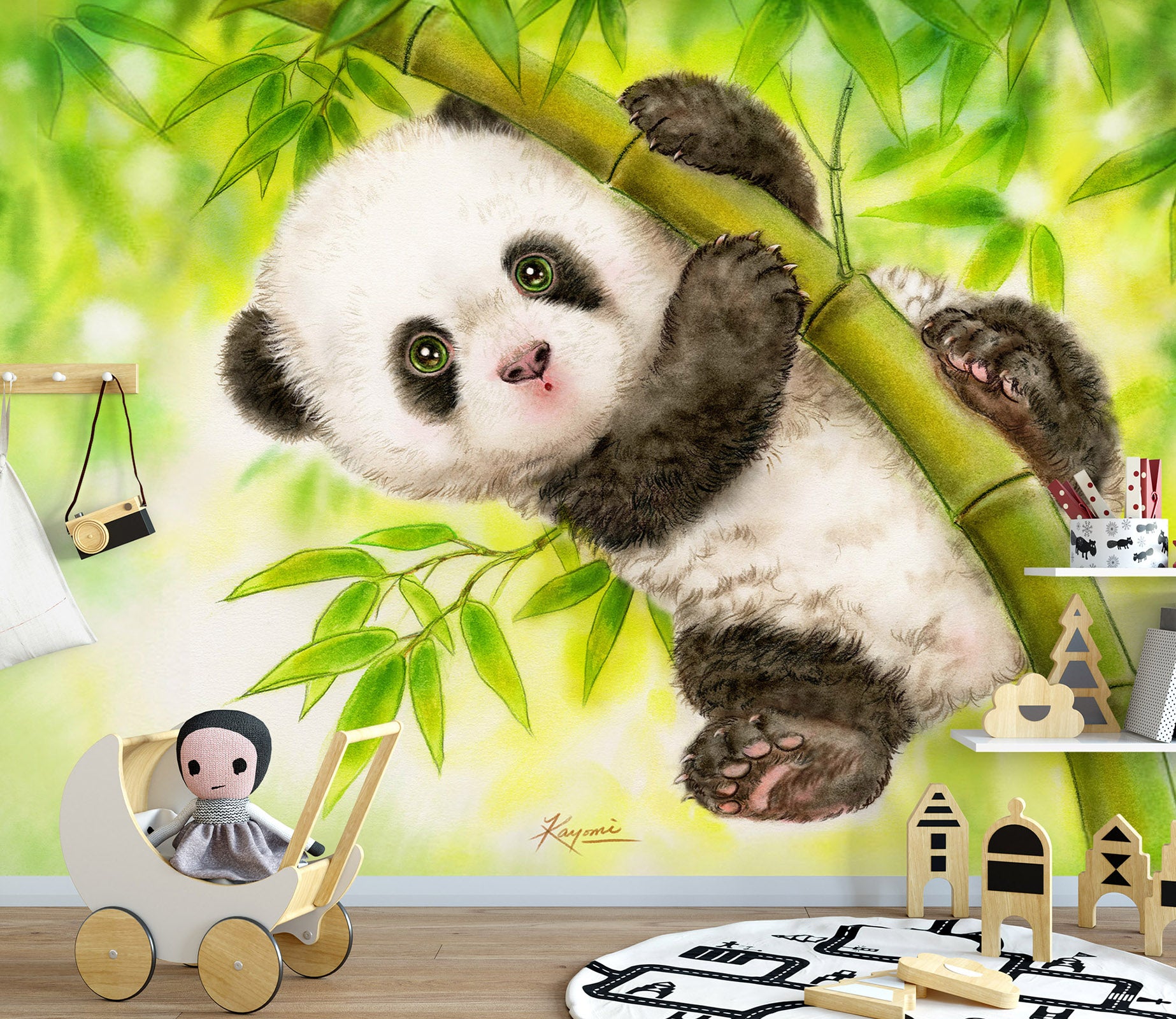 3D Cartoon Cute Panda 5402 Kayomi Harai Wall Mural Wall Murals