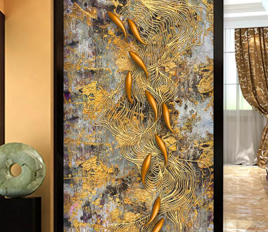 3D Golden Fish WC858 Wall Murals