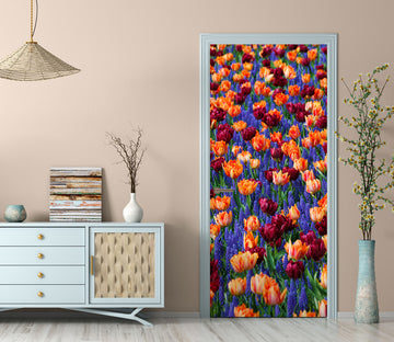 3D Red Flower Sea 253 Door Mural