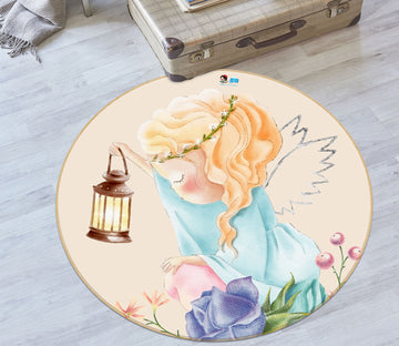 3D Angel Girl 74245 Round Non Slip Rug Mat