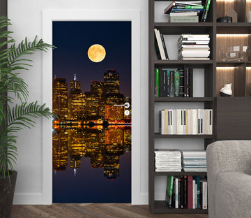 3D Night Moon Rise Shadow 119130 Marco Carmassi Door Mural