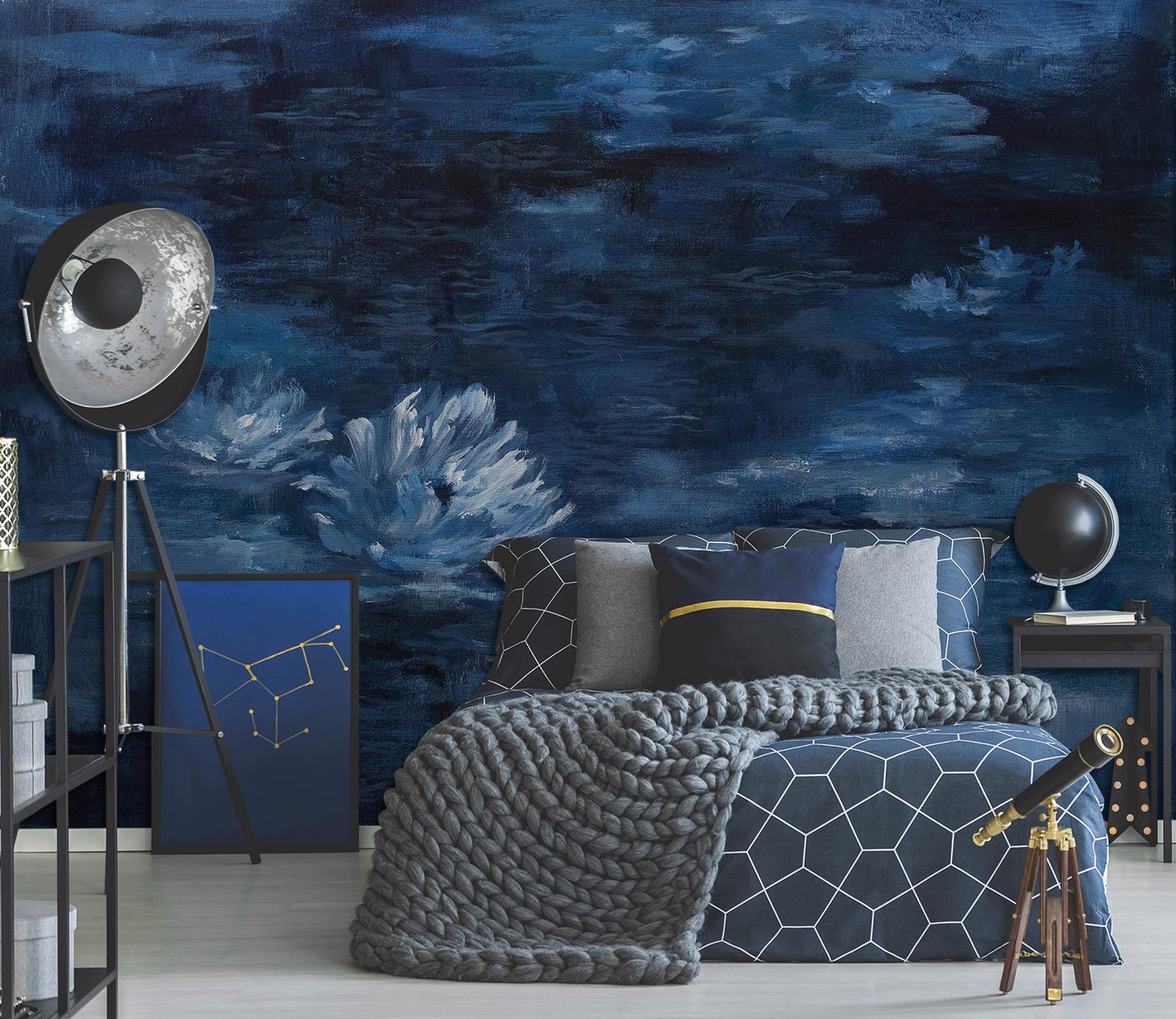 3D Dark Night Flowers 3156 Debi Coules Wall Mural Wall Murals