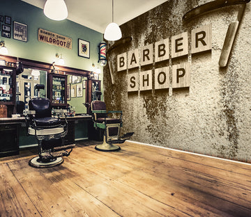 3D Grey Scraper Letter Block 115167 Barber Shop Wall Murals