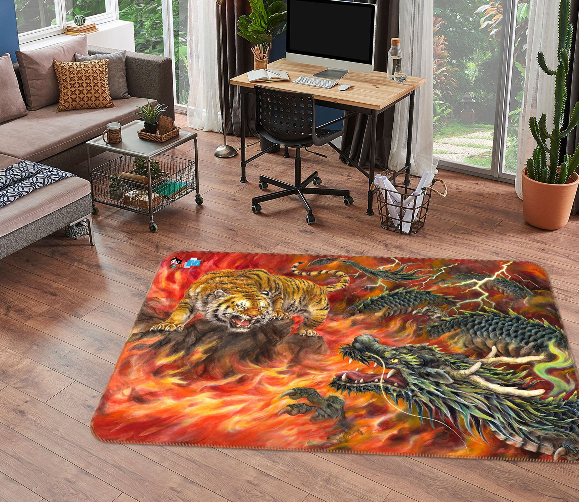 3D Tiger Dragon 5719 Kayomi Harai Rug Non Slip Rug Mat