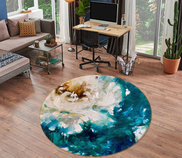 3D Paint Flower 911 Skromova Marina Rug Round Non Slip Rug Mat