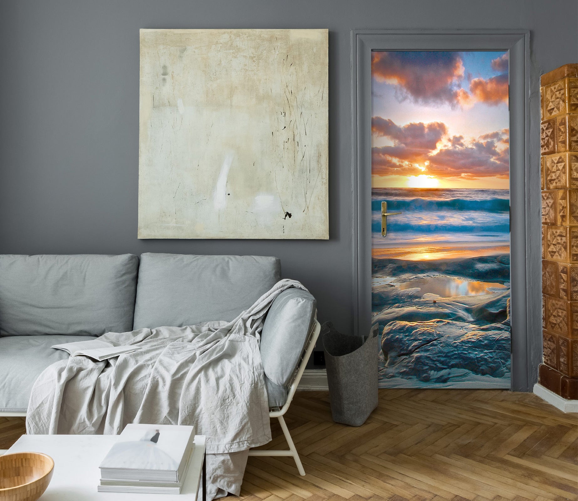 3D Sunset Waves 110221 Kathy Barefield Door Mural