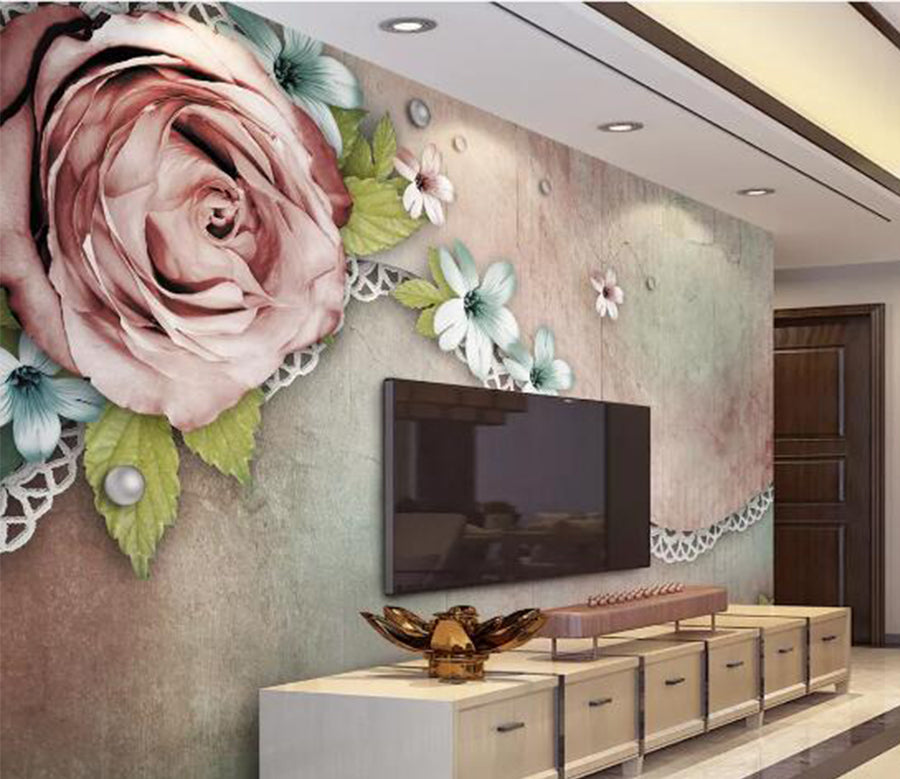 3D Purple Rose WC593 Wall Murals