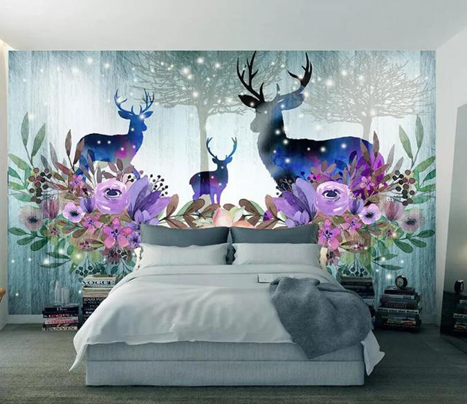 3D Elk Flower 1070 Wall Murals Wallpaper AJ Wallpaper 2 