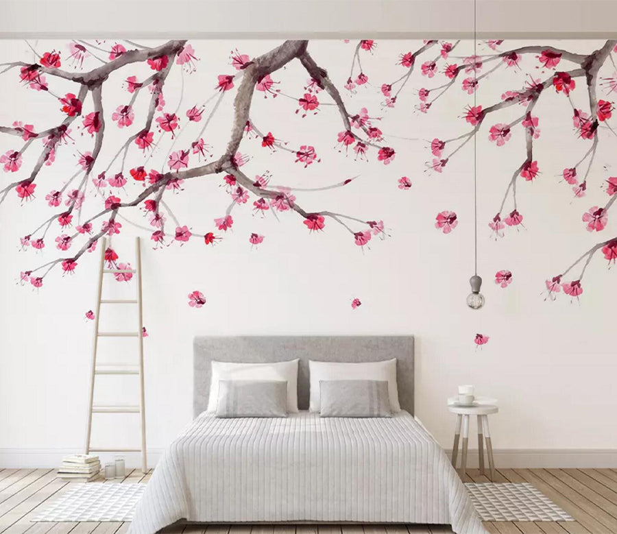 3D Plum Petals WC581 Wall Murals