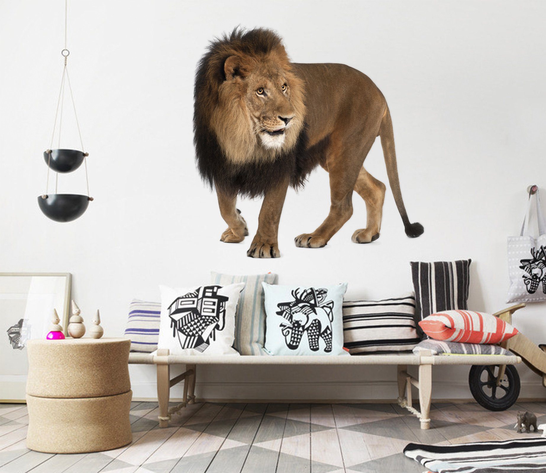 3D Lion Head 035 Animals Wall Stickers Wallpaper AJ Wallpaper 