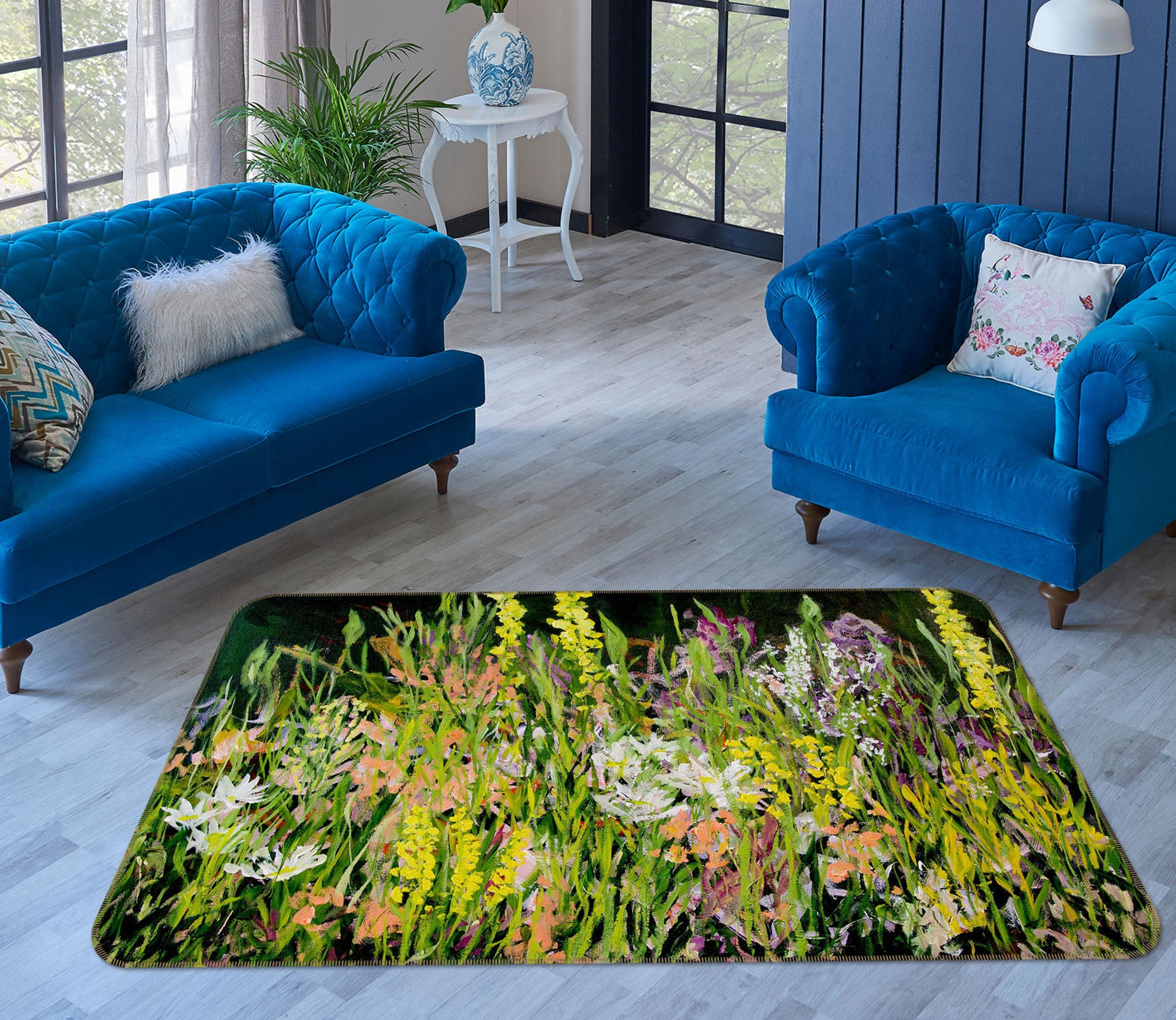 3D Field Wildflowers 1081 Allan P. Friedlander Rug Non Slip Rug Mat