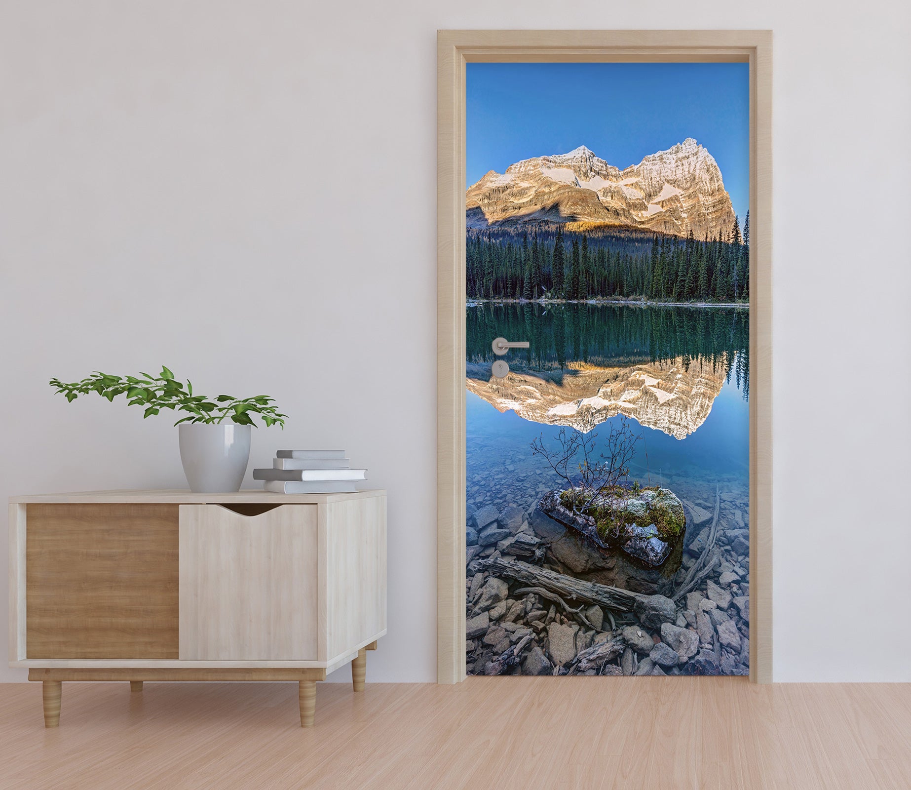 3D Mountain Reflection 23180 Door Mural