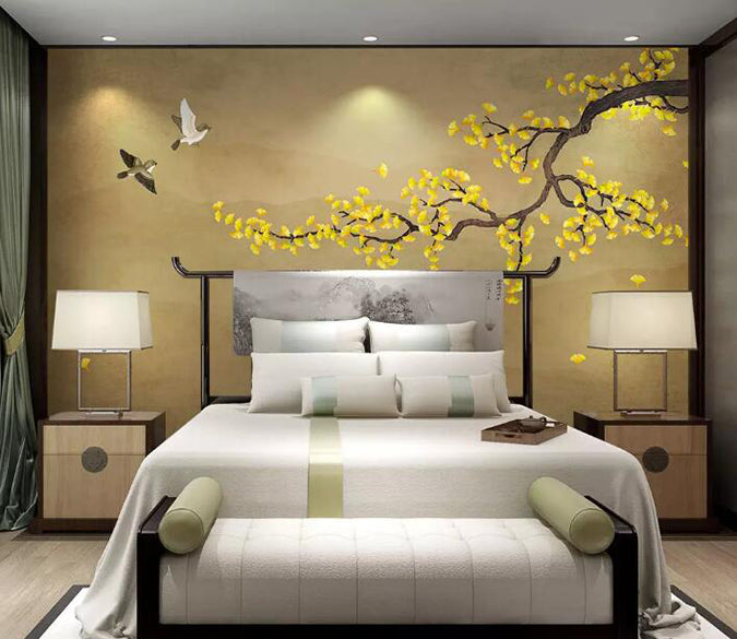 3D Golden Flowers 1161 Wall Murals Wallpaper AJ Wallpaper 2 