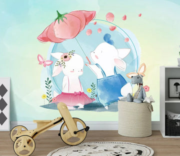 3D Rabbit Petals WC1709 Wall Murals