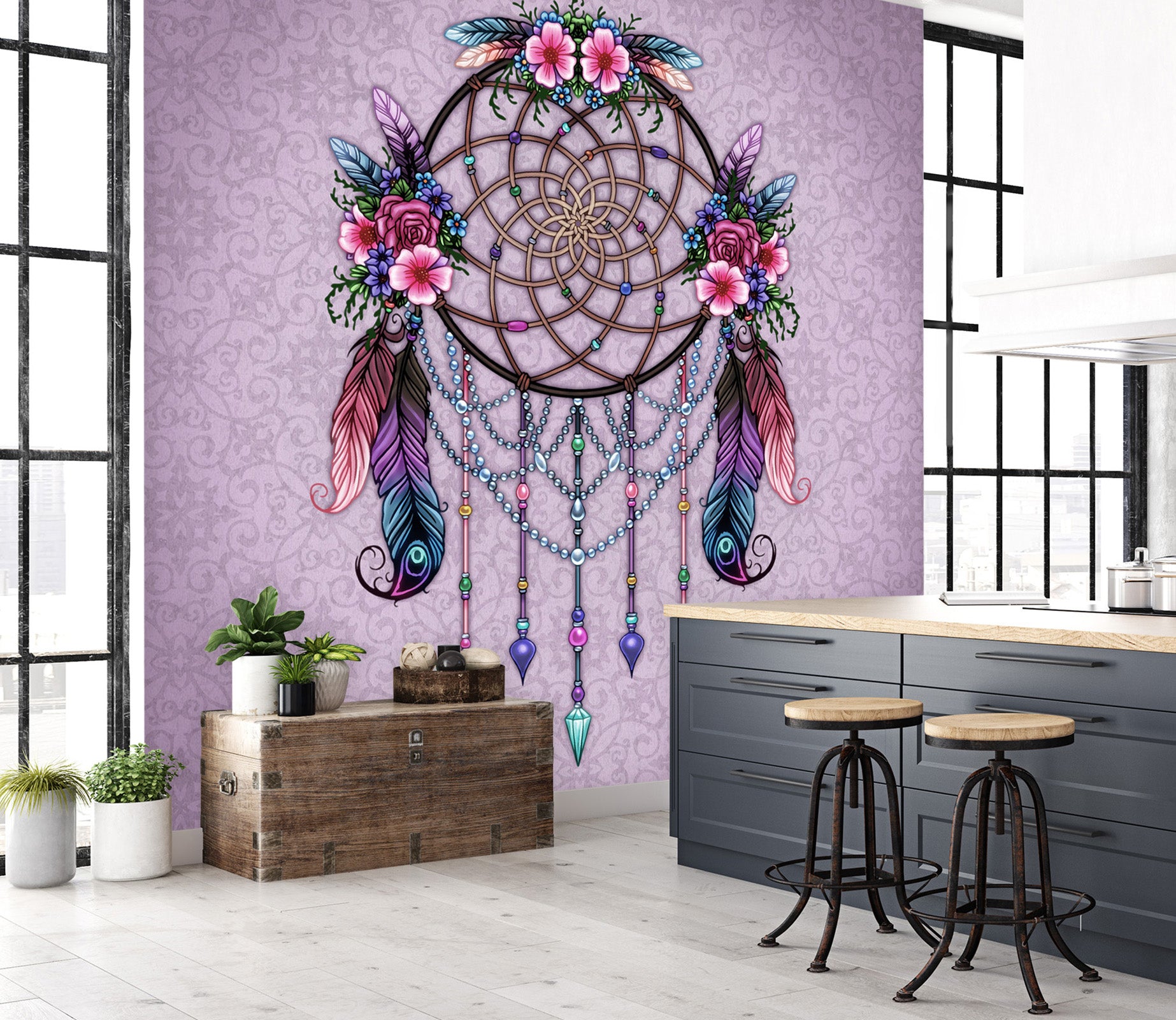 3D Feather Wind Chime 8758 Brigid Ashwood Wall Mural Wall Murals