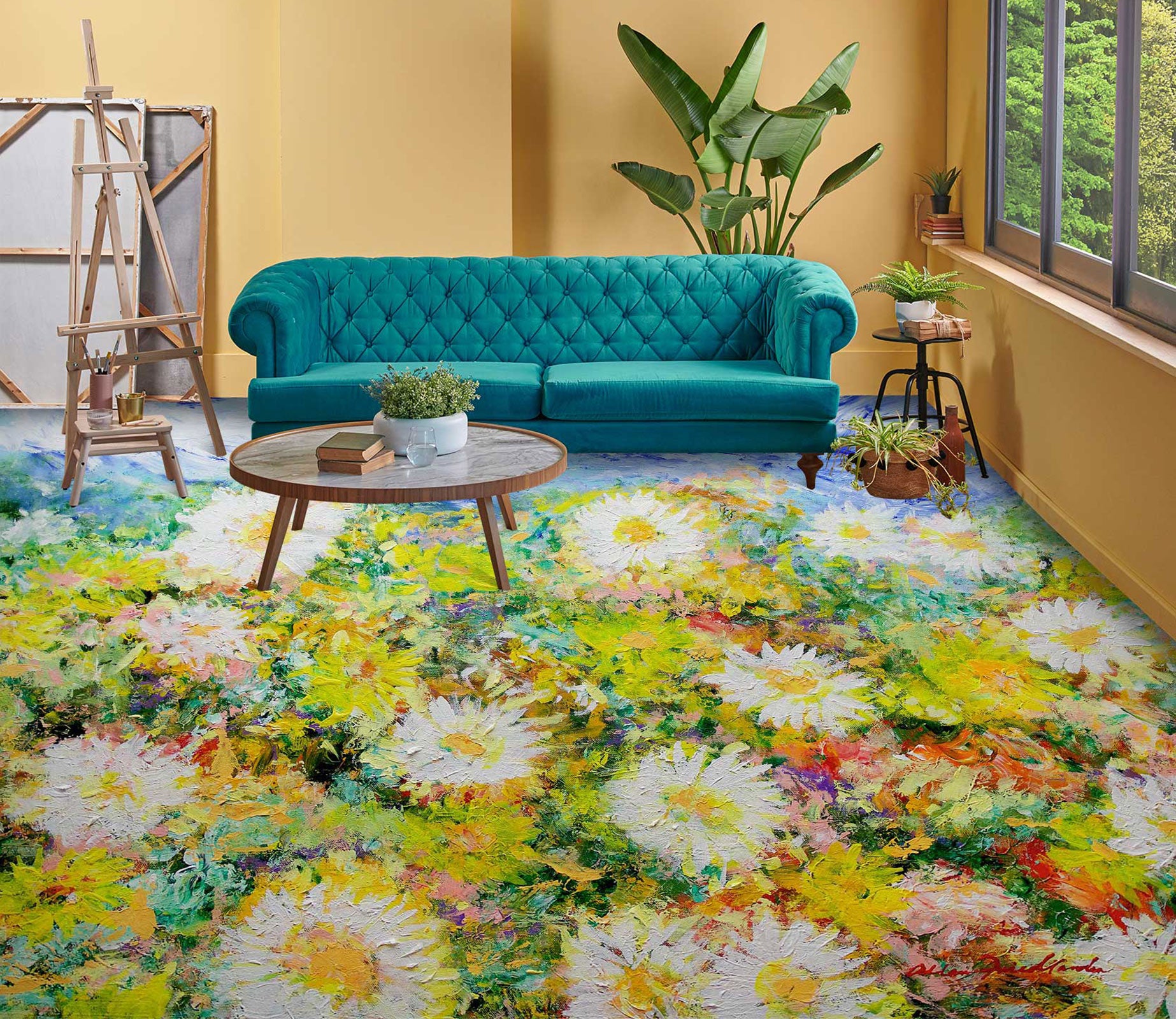 3D Daisy Bush 9680 Allan P. Friedlander Floor Mural