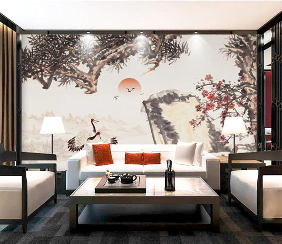 3D Crane Flower WC912 Wall Murals