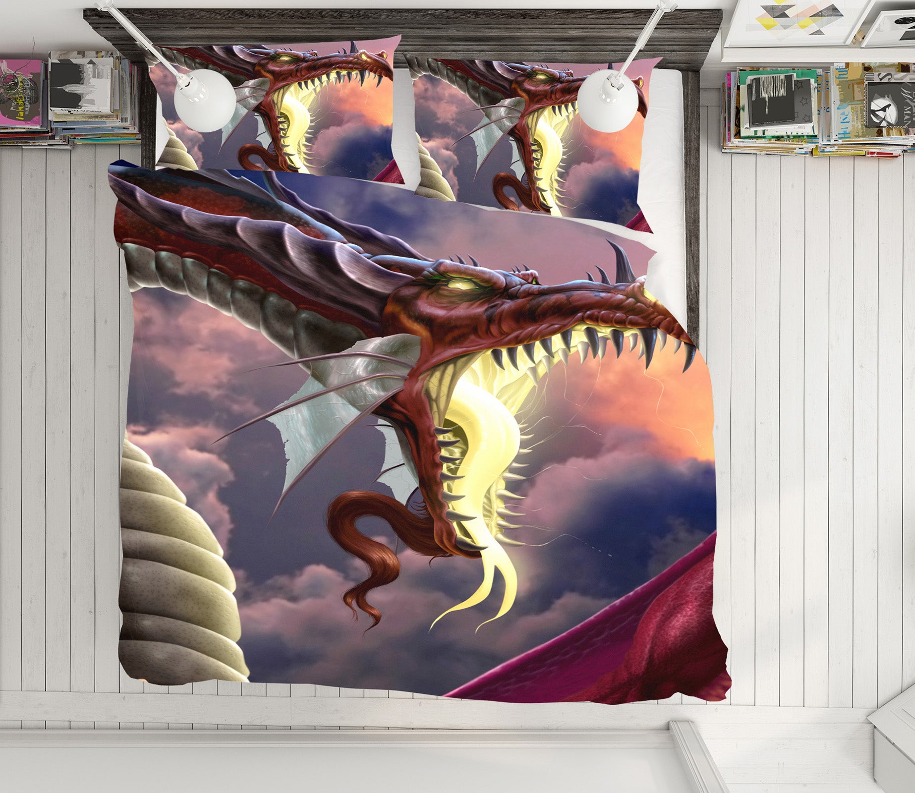 3D Dragon Mouth Cloud 4093 Tom Wood Bedding Bed Pillowcases Quilt