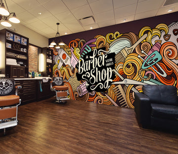 3D Color Texture Pattern 115147 Barber Shop Wall Murals