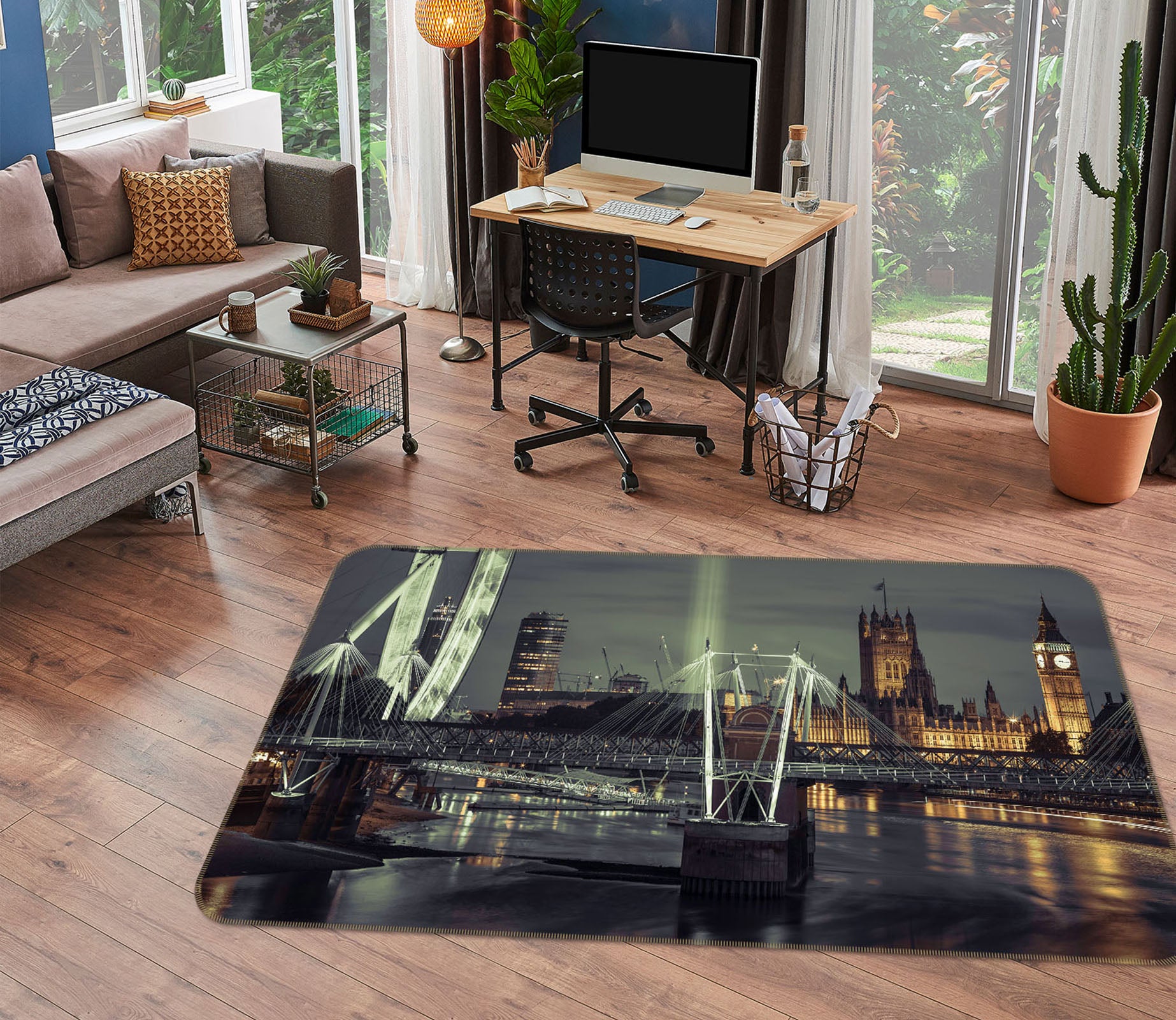 3D Night Bridge 3024 Assaf Frank Rug Non Slip Rug Mat