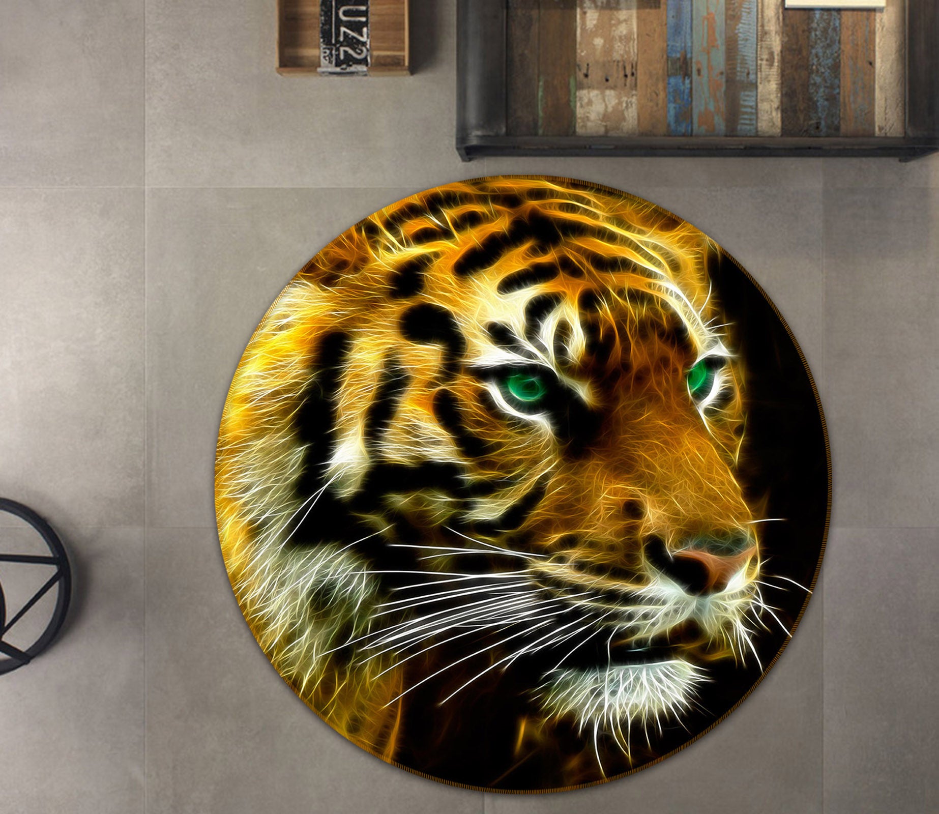 3D Tiger 38083 Animal Round Non Slip Rug Mat