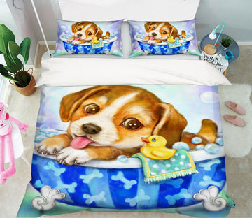 3D Bathtub Pet Dog 5811 Kayomi Harai Bedding Bed Pillowcases Quilt Cover Duvet Cover