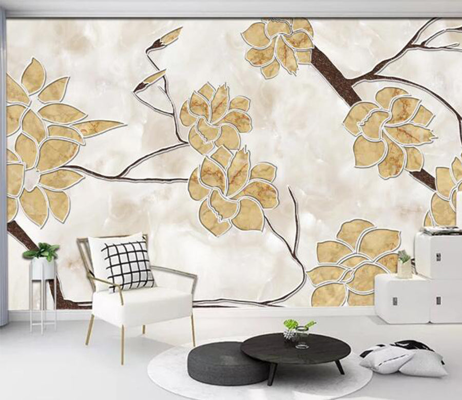 3D Yellow Flower WC1245 Wall Murals