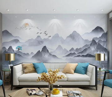 3D Lake Tree WC2344 Wall Murals