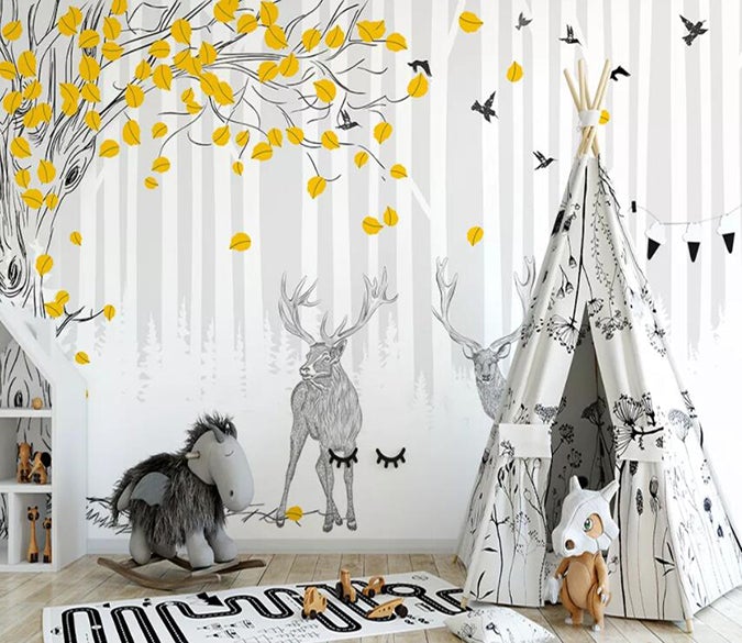 3D Deer Forest 660 Wall Murals Wallpaper AJ Wallpaper 2 