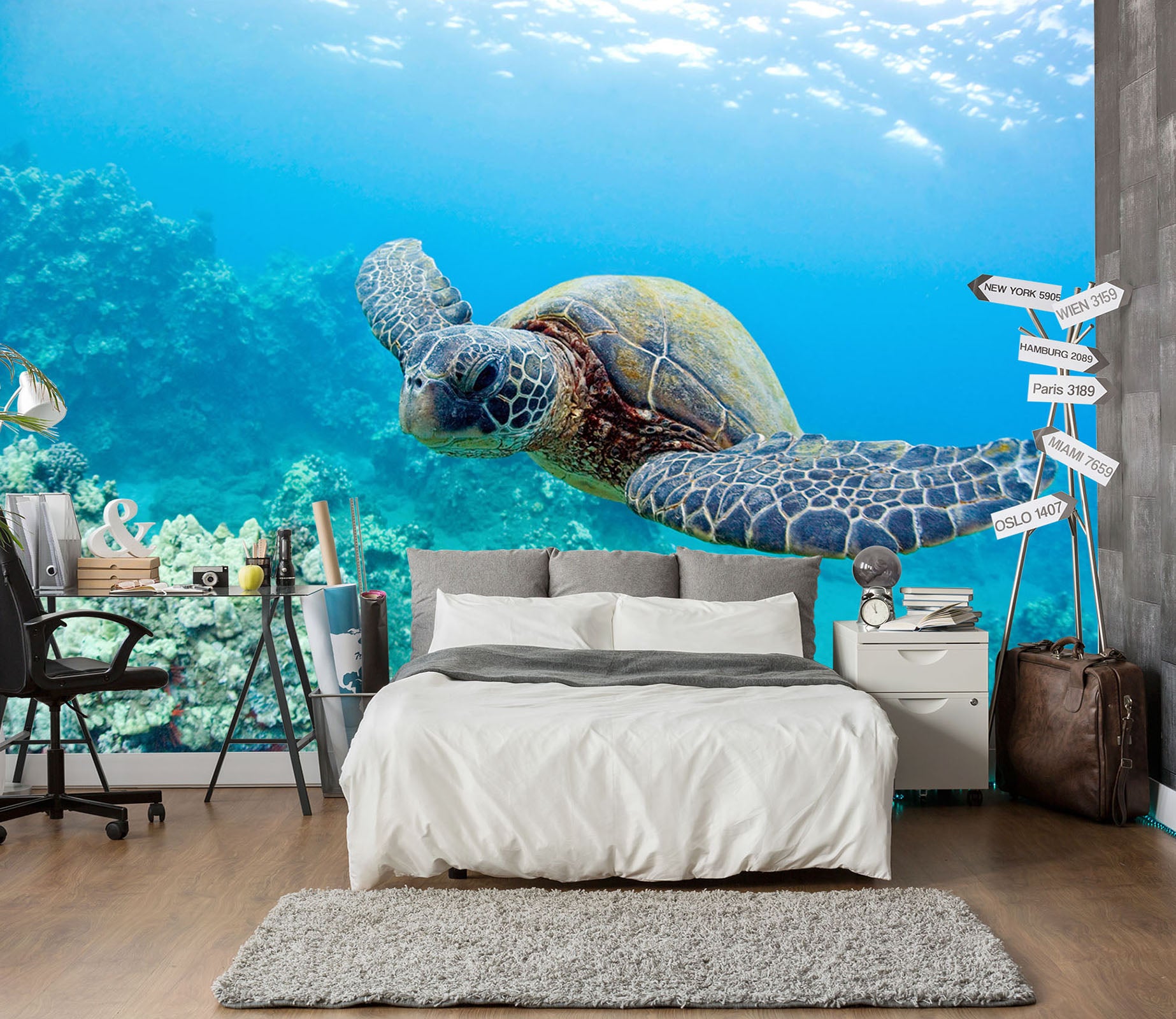 3D Sea Turtle 122 Wall Murals