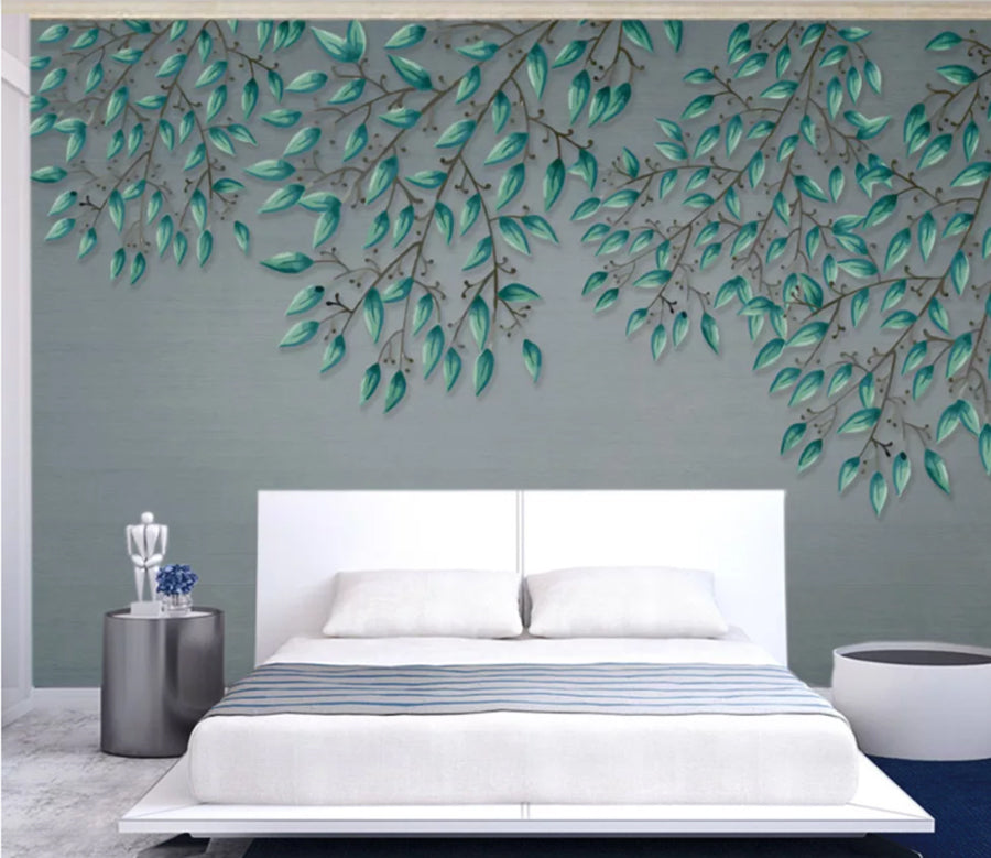 3D Willow Leaves WC963 Wall Murals