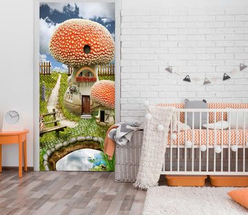 3D Mushroom House 23158 Door Mural