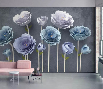 3D Blue Flower WC700 Wall Murals